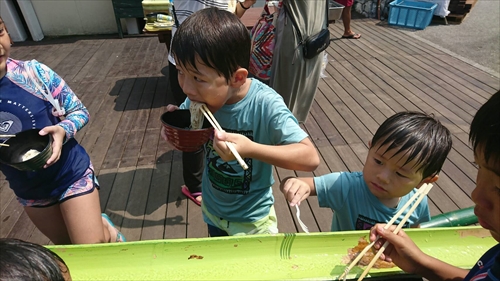 7日・流しそうめんと素潜りと。