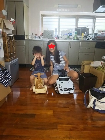 10日・新居で初庭プール!