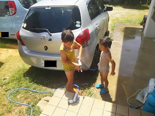 22日・キャンカー洗車からの水遊び!