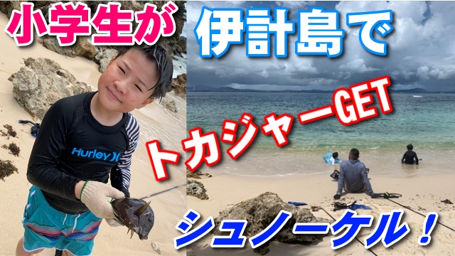 14日・小学生が伊計島で銛突きをしてトカジャーをゲット!