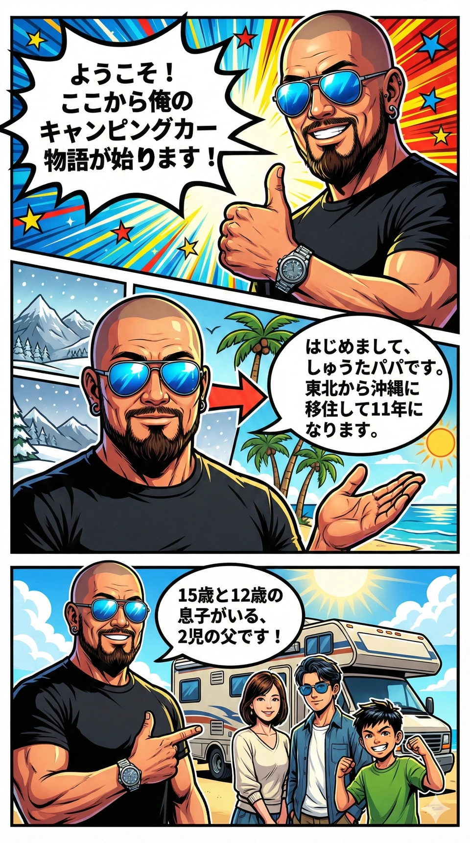 1ページ目:しゅうたパパと家族の自己紹介